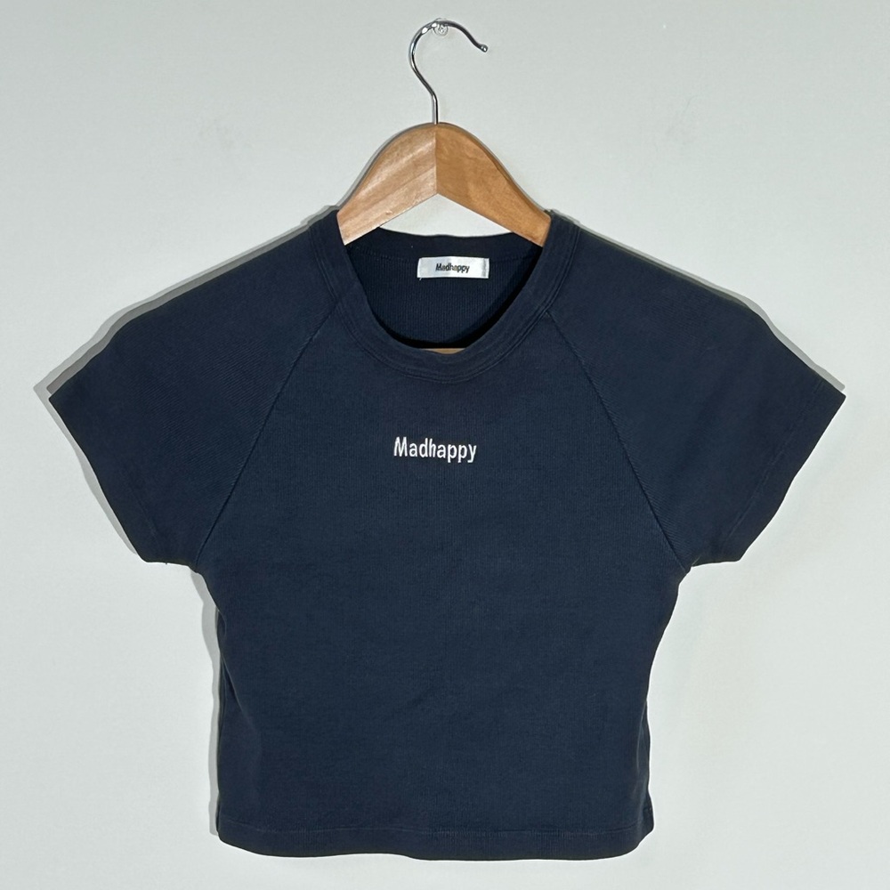 Madhappy Navy Blue Ribbed Babydoll Tee
